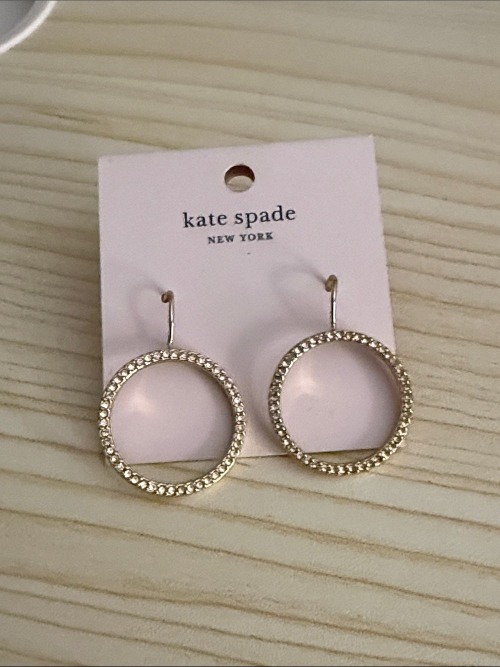 kate spade Gold Crystal-Edge Open Hoop Earrings